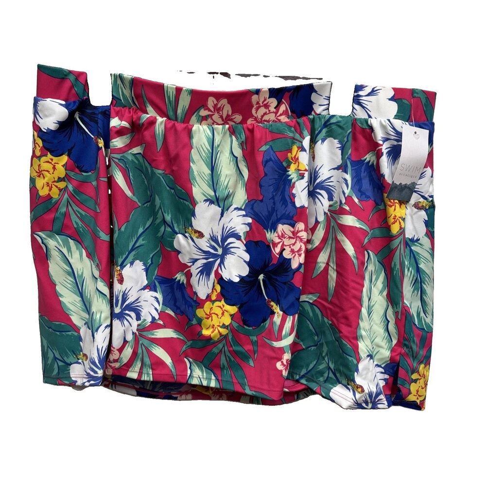 Swim By Cacique Floral Swim Skirt 22 New Lined Elastic Waist Pullon Pink
